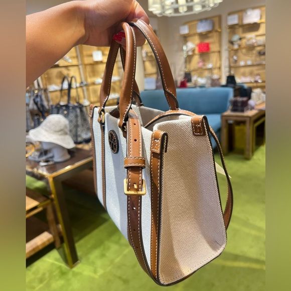 Tory Burch Blake Canvas Small Tote, Canvas / Classic Cuoio, Style 145356 - Picture 6 of 10